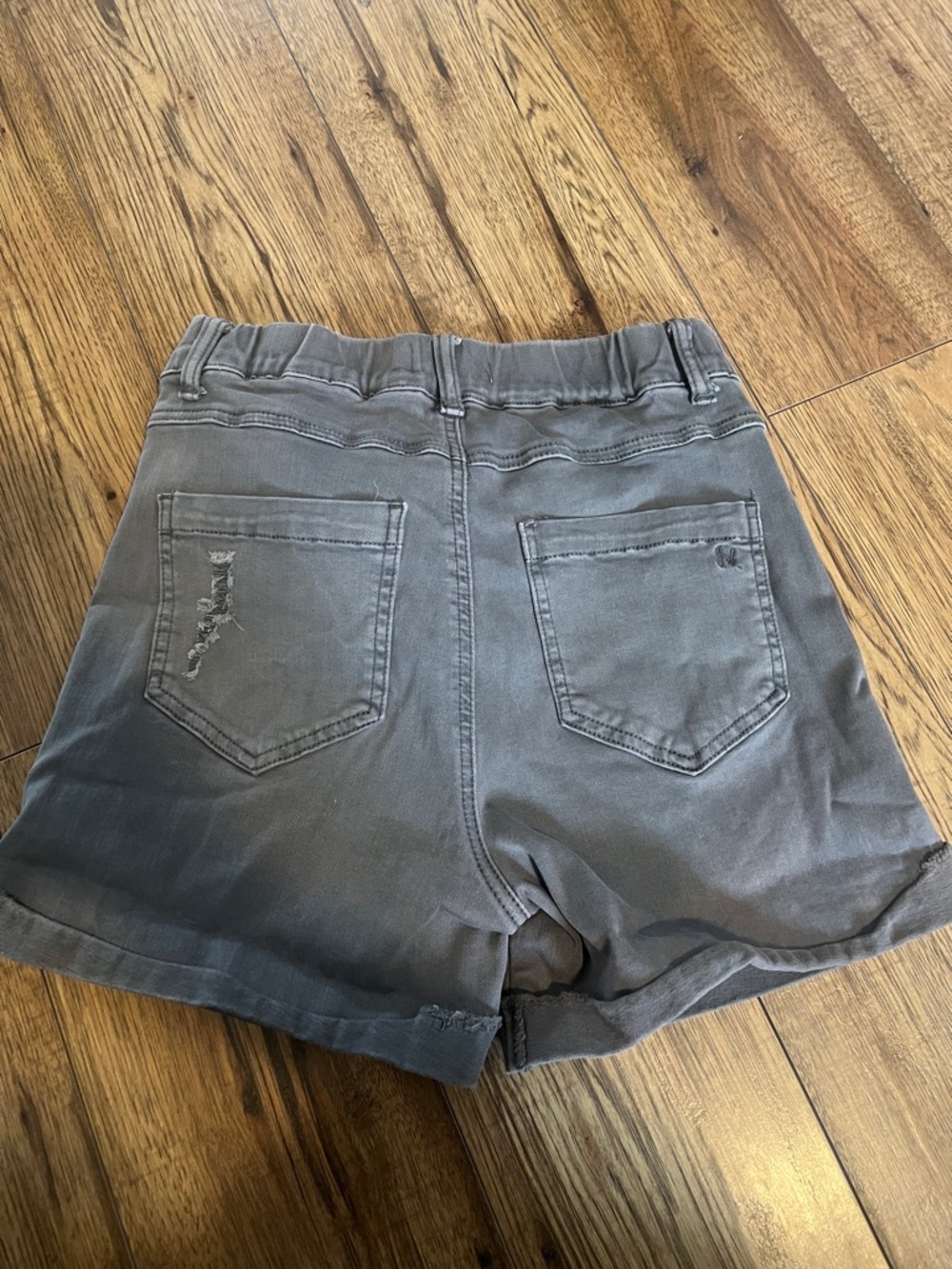Grace & Lace Distressed High-Waist Gray Jean Shorts - Picture 4 of 4